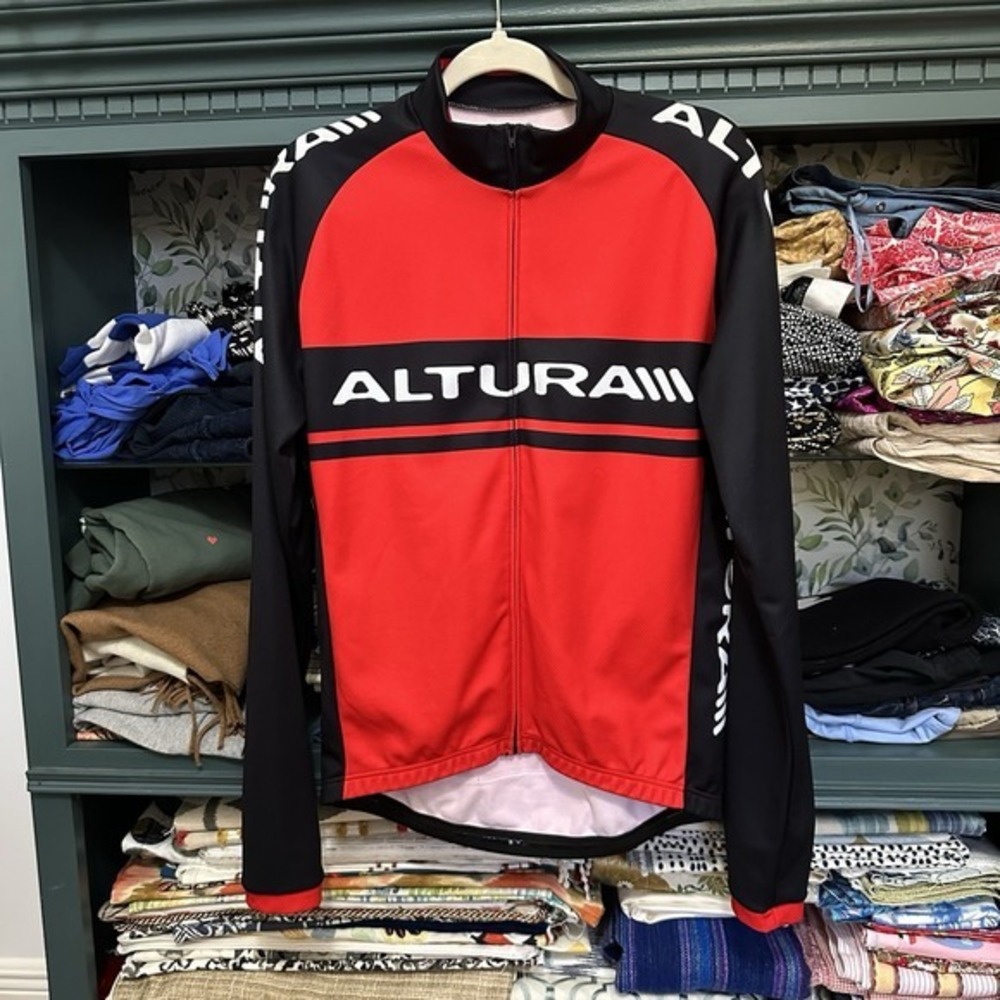 Altura Team Jersey Cycling Long Sleeve Red/Black Full Zip‎ Sz L